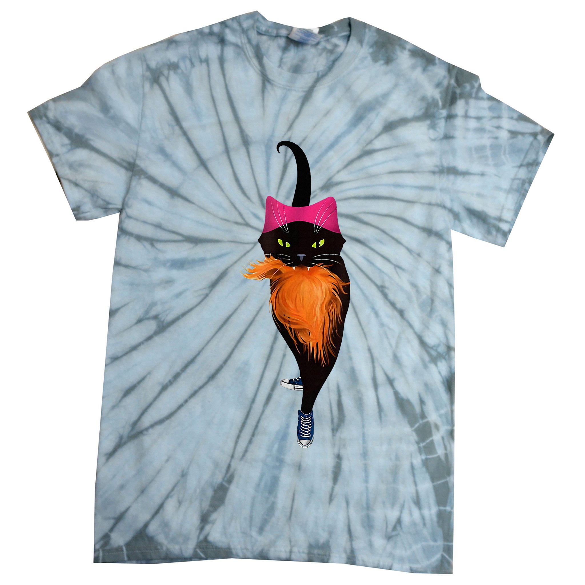 Funny Black Cat Lady With Chucks Trump Hair Vote Kamala 2024 Tie-Dye T-Shirt