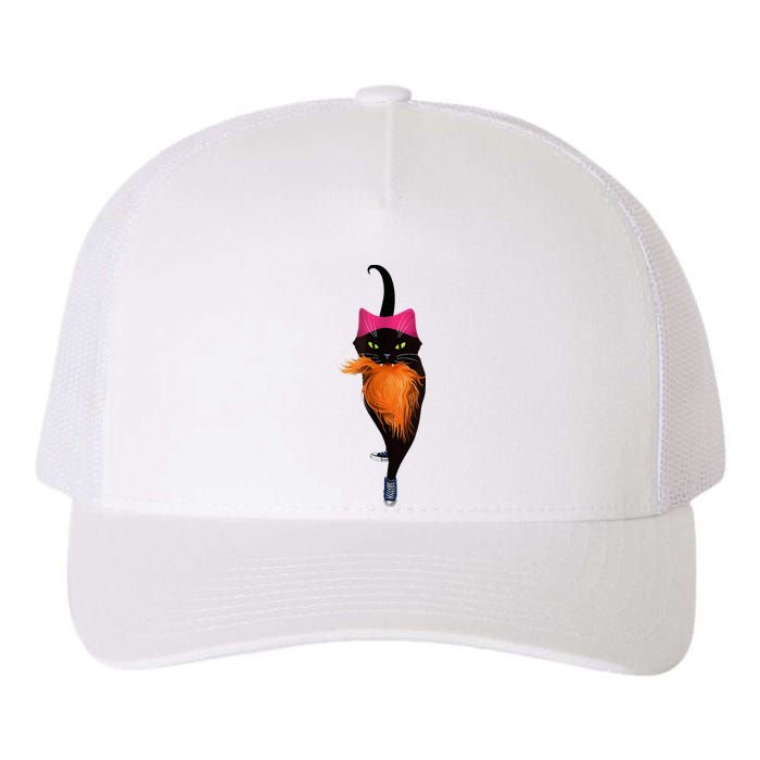 Funny Black Cat Lady With Chucks Trump Hair Vote Kamala 2024 Yupoong Adult 5-Panel Trucker Hat