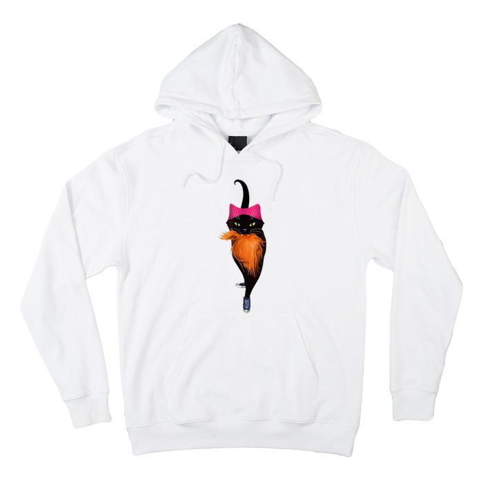 Funny Black Cat Lady With Chucks Trump Hair Vote Kamala 2024 Hoodie