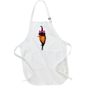 Funny Black Cat Lady With Chucks Trump Hair Vote Kamala 2024 Full-Length Apron With Pockets