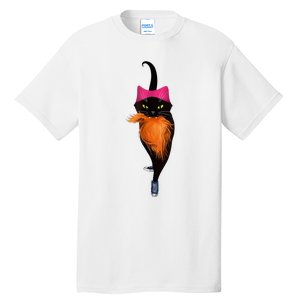 Funny Black Cat Lady With Chucks Trump Hair Vote Kamala 2024 Tall T-Shirt