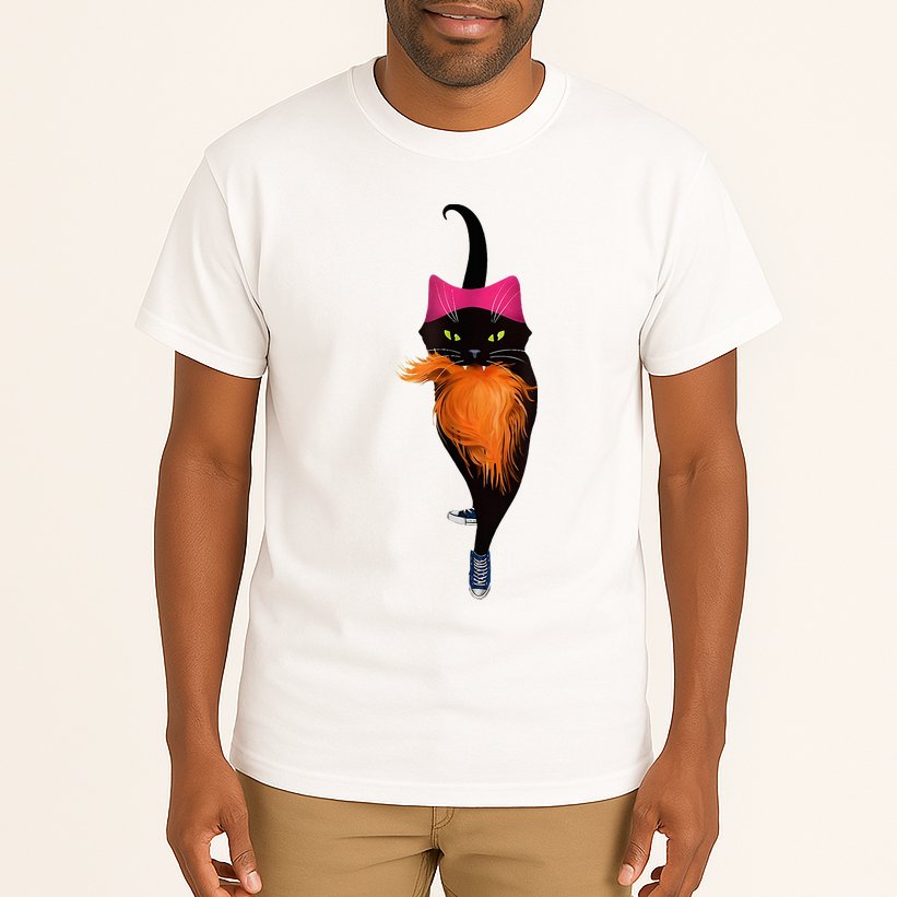 Funny Black Cat Lady With Chucks Trump Hair Vote Kamala 2024 Tall T-Shirt