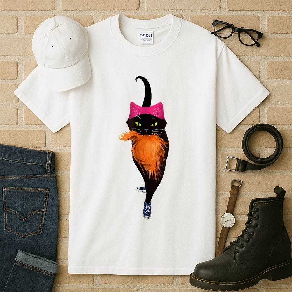 Funny Black Cat Lady With Chucks Trump Hair Vote Kamala 2024 Tall T-Shirt