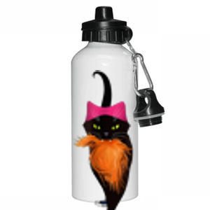 Funny Black Cat Lady With Chucks Trump Hair Vote Kamala 2024 Aluminum Water Bottle