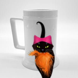 Funny Black Cat Lady With Chucks Trump Hair Vote Kamala 2024 Beer Stein