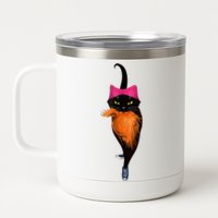 Funny Black Cat Lady With Chucks Trump Hair Vote Kamala 2024 12 oz Stainless Steel Tumbler Cup