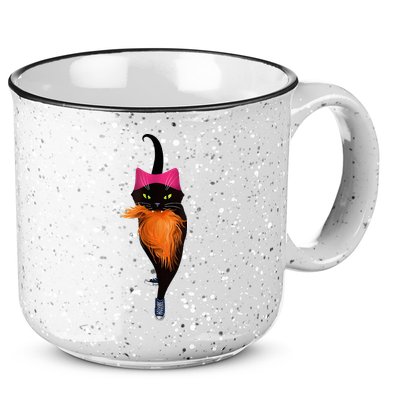 Funny Black Cat Lady With Chucks Trump Hair Vote Kamala 2024 15oz Campfire Ceramic Mug