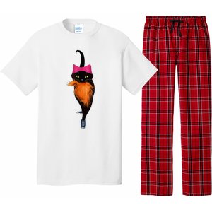 Funny Black Cat Lady With Chucks Trump Hair Vote Kamala 2024 Pajama Set