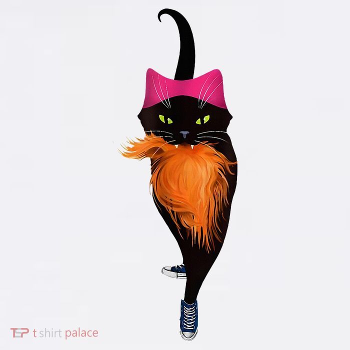 Funny Black Cat Lady With Chucks Trump Hair Vote Kamala 2024 Flatbill Hat