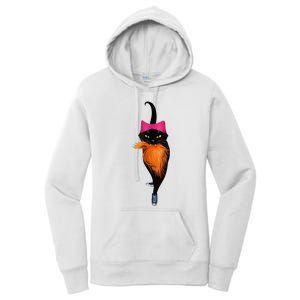 Funny Black Cat Lady With Chucks Trump Hair Vote Kamala 2024 Women's Pullover Hoodie