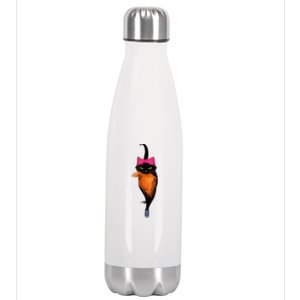 Funny Black Cat Lady With Chucks Trump Hair Vote Kamala 2024 Stainless Steel Insulated Water Bottle