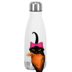 Funny Black Cat Lady With Chucks Trump Hair Vote Kamala 2024 Stainless Steel Insulated Water Bottle