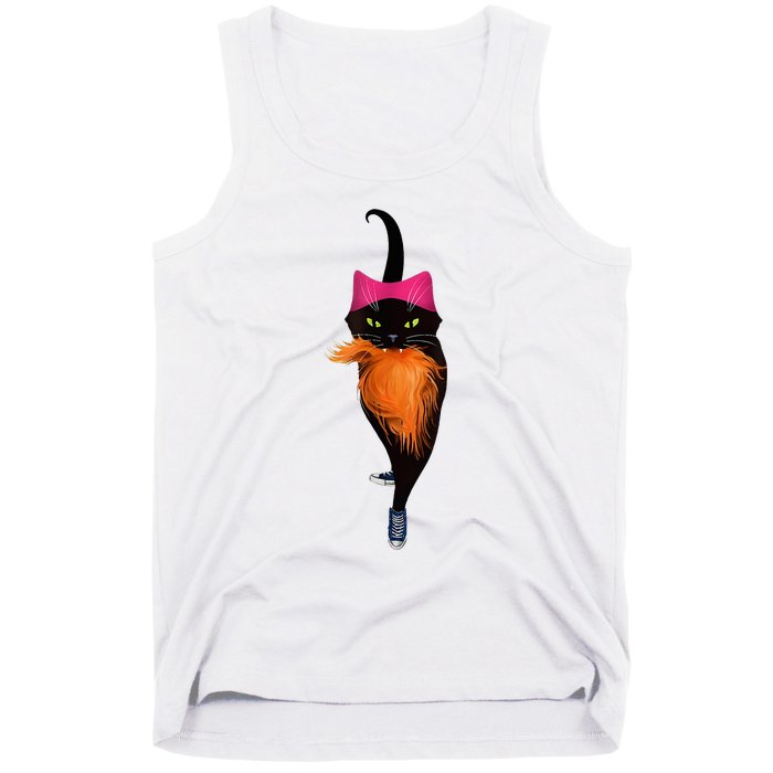 Funny Black Cat Lady With Chucks Trump Hair Vote Kamala 2024 Tank Top