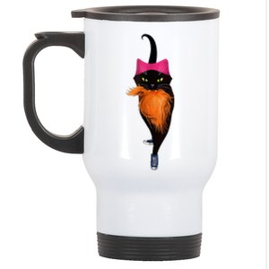 Funny Black Cat Lady With Chucks Trump Hair Vote Kamala 2024 Stainless Steel Travel Mug