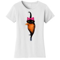 Funny Black Cat Lady With Chucks Trump Hair Vote Kamala 2024 Women's T-Shirt