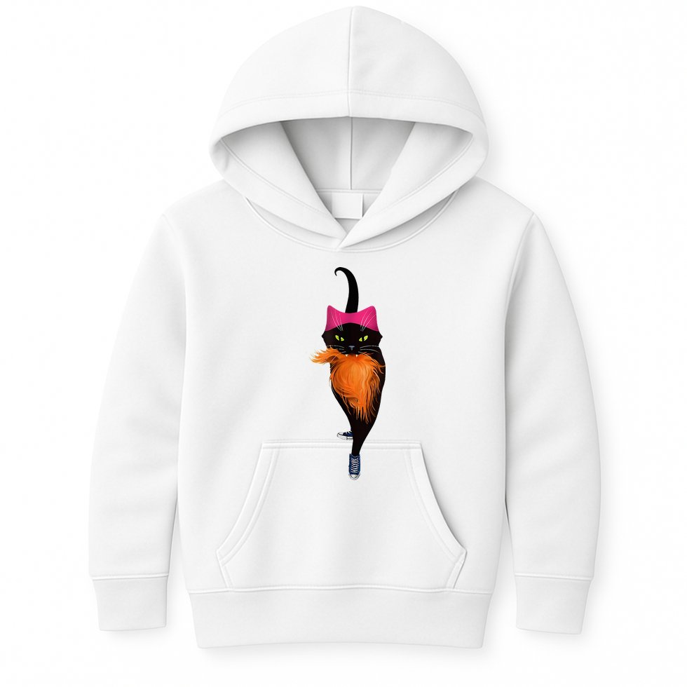Funny Black Cat Lady With Chucks Trump Hair Vote Kamala 2024 Kids Hoodie