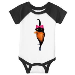 Funny Black Cat Lady With Chucks Trump Hair Vote Kamala 2024 Infant Baby Jersey Bodysuit