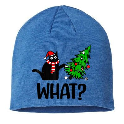 Funny Black Cat Gift Pushing Christmas Tree Over Cat What Cool Gift Sustainable Beanie