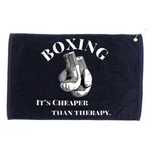 Funny Boxing Cheaper Than Therapy Grommeted Golf Towel