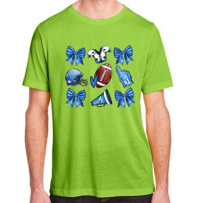 Funny Blue Cheer Football Game Day Coquette Bow Touchdown Gift Adult ChromaSoft Performance T-Shirt