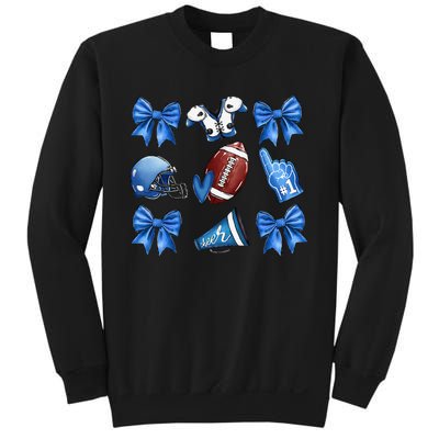 Funny Blue Cheer Football Game Day Coquette Bow Touchdown Gift Sweatshirt