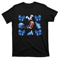 Funny Blue Cheer Football Game Day Coquette Bow Touchdown Gift T-Shirt