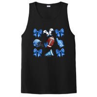 Funny Blue Cheer Football Game Day Coquette Bow Touchdown Gift PosiCharge Competitor Tank