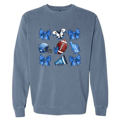 Funny Blue Cheer Football Game Day Coquette Bow Touchdown Gift Garment-Dyed Sweatshirt