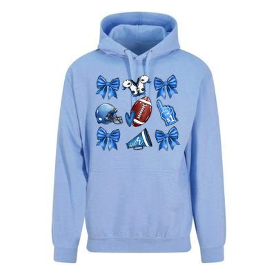 Funny Blue Cheer Football Game Day Coquette Bow Touchdown Gift Unisex Surf Hoodie