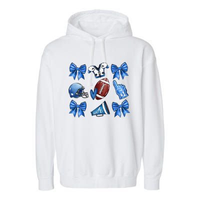 Funny Blue Cheer Football Game Day Coquette Bow Touchdown Gift Garment-Dyed Fleece Hoodie