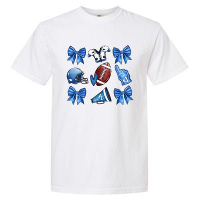 Funny Blue Cheer Football Game Day Coquette Bow Touchdown Gift Garment-Dyed Heavyweight T-Shirt