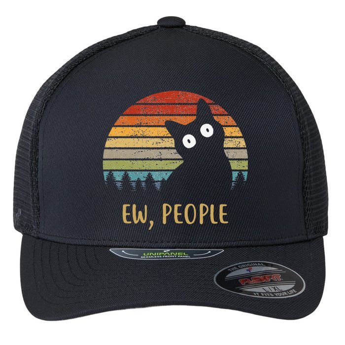 Funny Black Cat Shirt Ew, People Cat Flexfit Unipanel Trucker Cap