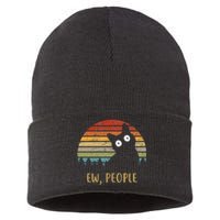 Funny Black Cat Shirt Ew, People Cat Sustainable Knit Beanie