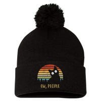 Funny Black Cat Shirt Ew, People Cat Pom Pom 12in Knit Beanie