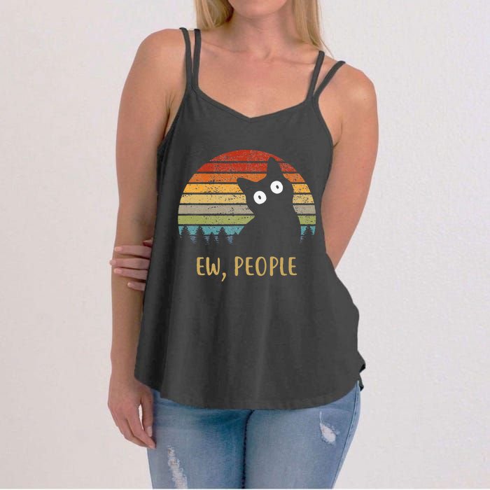 Funny Black Cat Shirt Ew, People Cat Women's Strappy Tank