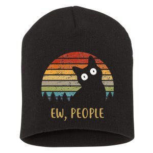 Funny Black Cat Shirt Ew, People Cat Short Acrylic Beanie