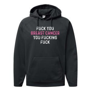 Fuck Breast Cancer Funny Breast Cancer Awareness Performance Fleece Hoodie