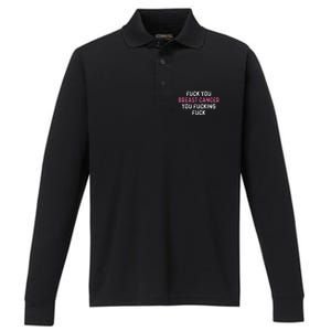 Fuck Breast Cancer Funny Breast Cancer Awareness Performance Long Sleeve Polo