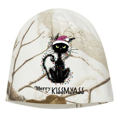 Funny Black Cat Merry Kissmyass Xmas Pajamas Chritsmas  Kati - Camo Knit Beanie