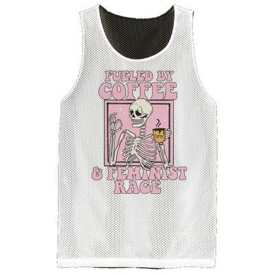 Fueled By Coffee And Feminist Rage Mesh Reversible Basketball Jersey Tank