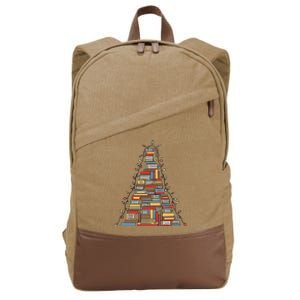 Festive Bookworm Christmas Tree Decoration for Library Lovers Cotton Canvas Backpack