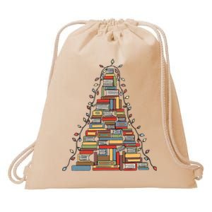 Festive Bookworm Christmas Tree Decoration for Library Lovers Drawstring Bag