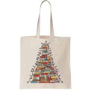 Festive Bookworm Christmas Tree Decoration for Library Lovers Tote Bag