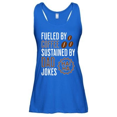 Fueled By Coffee Sustained By Dad Jokes Gift Ladies Essential Flowy Tank