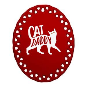 Funny Best Cat Dad Fathers Day Kitty Lover Daddy Papa Christmas Ceramic Oval Ornament