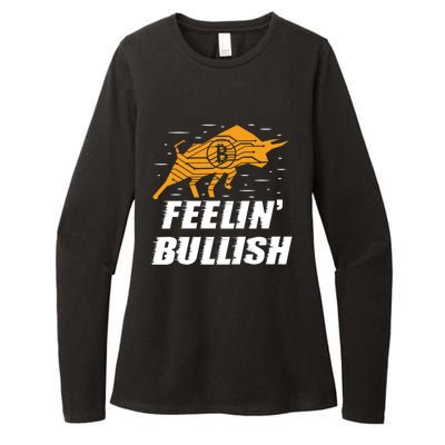 Feelin Bullish Cryptocurrency Blockchain Trader Crypto Gift Womens CVC Long Sleeve Shirt