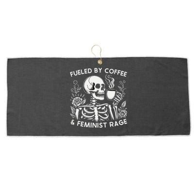 Fueled By Coffee & Feminist Rage Feminism Coffee Lovers Large Microfiber Waffle Golf Towel