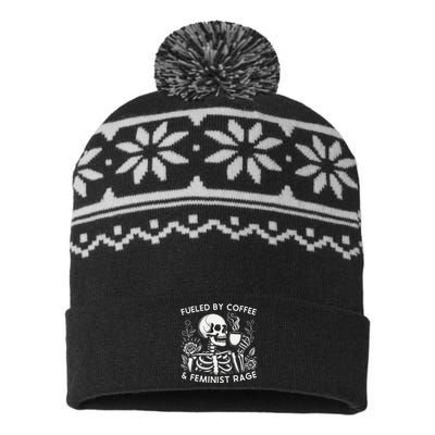 Fueled By Coffee & Feminist Rage Feminism Coffee Lovers USA-Made Snowflake Beanie