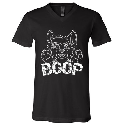 Fursuit BOOP Cute Puppy Dog Furry Fandom Saying V-Neck T-Shirt