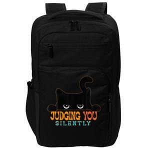 Funny Black Cat Judging You Silently Sarcastic Cat Impact Tech Backpack